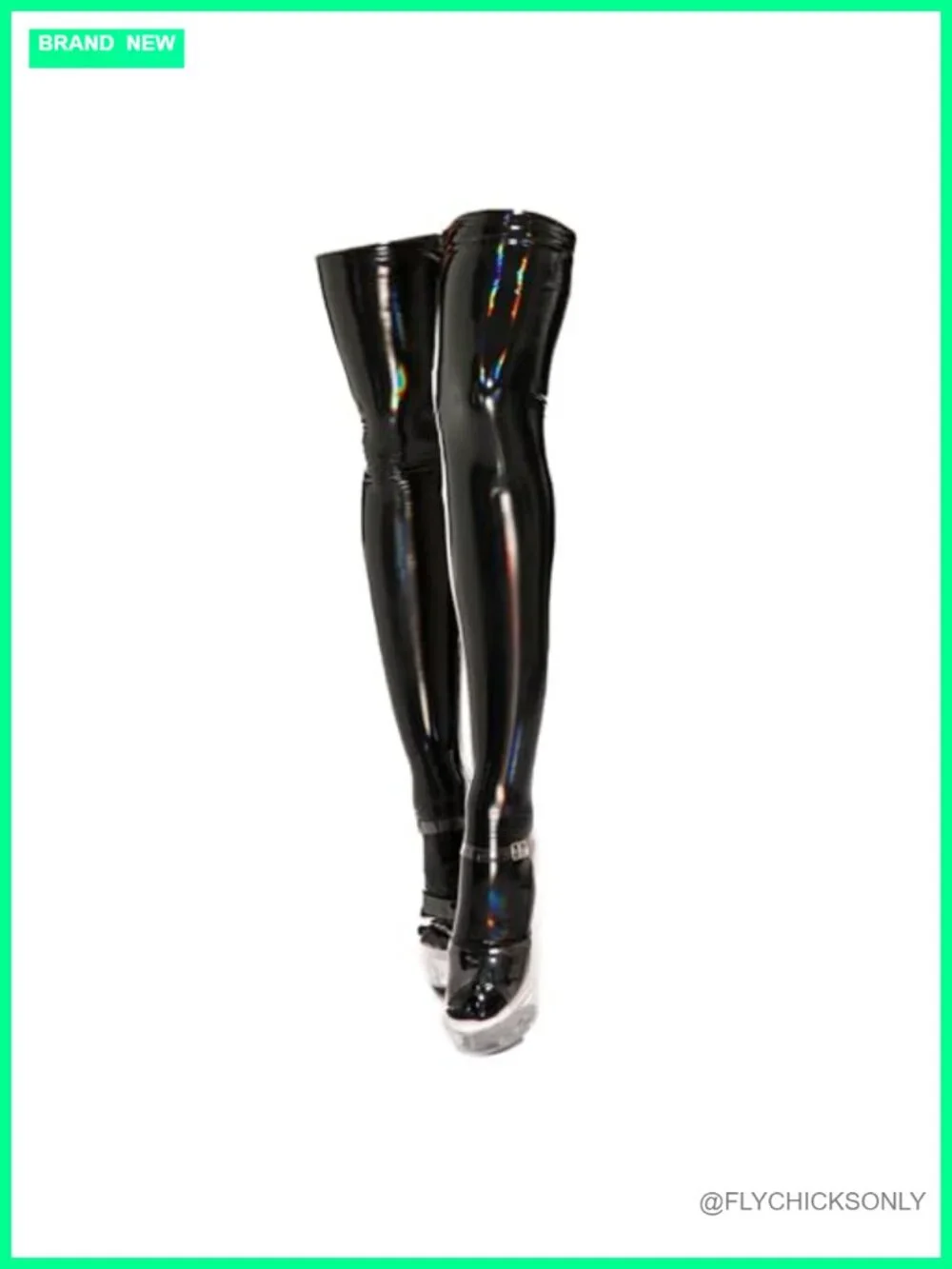 Shiny PU Thigh High Stockings Over Knee Elastic Shaping Socks